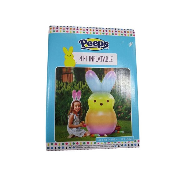 Rainbow Easter Bunny Inflatable Peep New 4ft Tall Multi Color Pastel Ombre - Picture 5 of 16